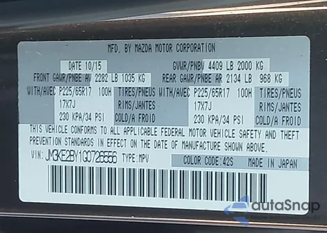 2016 Mazda Cx-5 Sport z USA, uszkodzony, nr VIN JM3KE2BY1G0726556